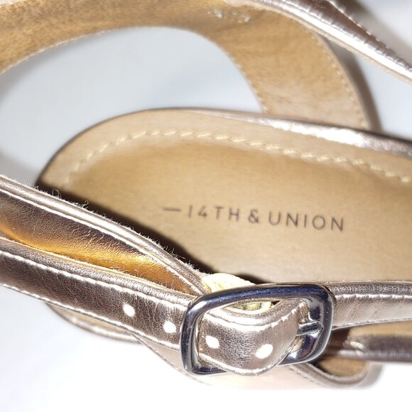 14Th & Union Bronze Tone Ankle Strap Pointed Toe Heels Size 8 New - Picture 3 of 10